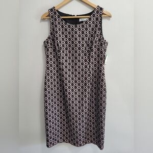 Kasper NWT Pink and Black Allover Crochet Overlay Sheath Dress Size 8P Petite